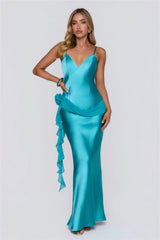 She's A Dream Satin Maxi Dress Aqua