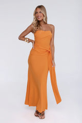 Starlit Rush Strapless Maxi Dress Orange