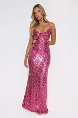 Peak Brilliance Sequin Maxi Dress Hot Pink