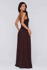 Spun In The Sun One Shoulder Maxi Dress Brown