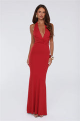 Chic Spark Halter Maxi Dress Red