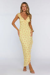 Polished Intentions Mesh Maxi Dress Yellow