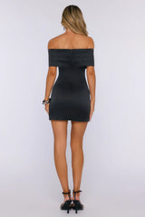 Fancy Night Out Off Shoulder Mini Dress Black