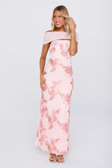 Worth the Plans Mesh Off Shoulder Maxi Dress Pink