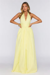 Glow And Go Halter Maxi Dress Lemon