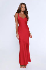 Spotlight Energy Satin Maxi Dress Red