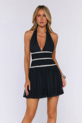Love This For You Halter Mesh Mini Dress Black