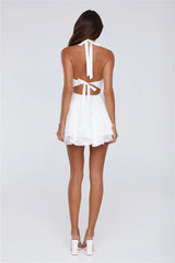Dusk Kiss Halter Mini Dress White