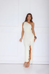 Style District One Shoulder Maxi Dress Yellow