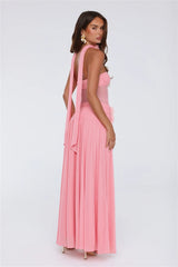 Island Allure Mesh Strapless Maxi Dress Pink
