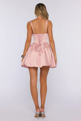 Lovers Under Stars Satin Mini Dress Blush