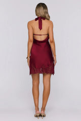 Tidal Reflections Satin Mini Dress Burgundy