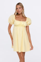Sun Kissed Style Linen Blend Mini Dress Yellow