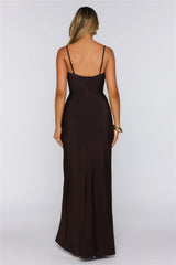 Trendsetter Luxe Satin Maxi Dress Chocolate