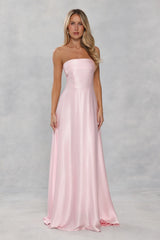 The Serina Strapless Satin Maxi Dress Light Pink
