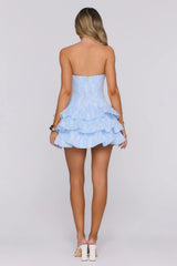 Pop The Confetti Strapless Mini Dress Blue
