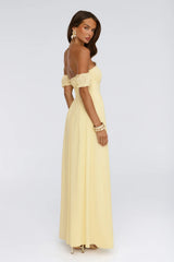Ocean Aura Off Shoulder Maxi Dress Yellow