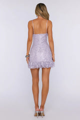 After Dark Dressing Lace Mini Dress Lilac