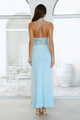 Feel Indulgent Lace Halter Maxi Dress Aqua
