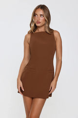 Pretty Professional Tailored Mini Dress Brown