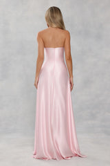 The Serina Strapless Satin Maxi Dress Light Pink