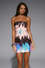 Shine On You Strapless Sequin Mini Dress Pink