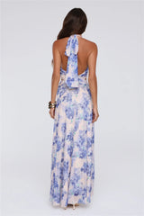 Afternoon In Azaleas Halter Maxi Dress Blue