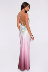 Glowing Spell One Shoulder Satin Maxi Dress Ombre