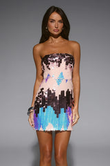 Shine On You Strapless Sequin Mini Dress Pink