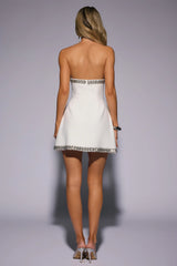 Well Dressed Tonight Embellished Strapless Mini Dress White