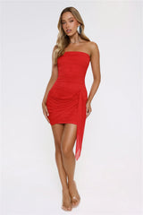 Diva After Dark Strapless Mesh Mini Dress Red