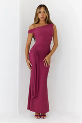 Want The Best Off Shoulder Maxi Dress Plum