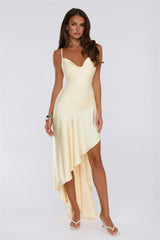 Feeling You Give Satin Maxi Dress Yellow