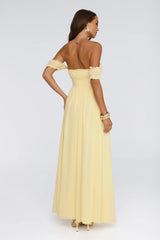Ocean Aura Off Shoulder Maxi Dress Yellow