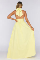 Glow And Go Halter Maxi Dress Lemon
