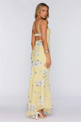 Morning Sun Floral Twist Maxi Dress Yellow