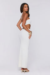 Beachside In Cabo Knit Halter Maxi Dress White