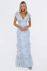 Romantic Bloom Maxi Dress Blue