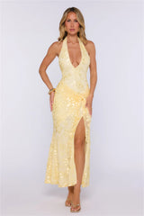 The Wish List Halter Maxi Dress Yellow