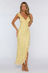 Polished Intentions Mesh Maxi Dress Yellow
