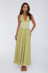 The Secret Waltz Halter Maxi Dress Lime