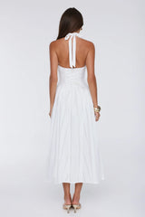 Petal Whimsy Embroidered Halter Maxi Dress White