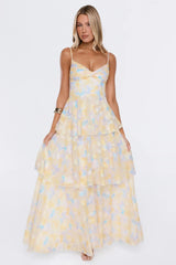 Sweet Luxury Maxi Dress Yellow Print