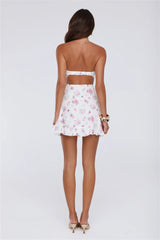 Flora Glow Strapless Mini Dress White