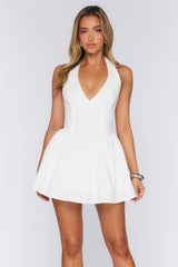 Vanilla Delight Halter Mini Dress White