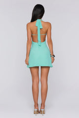 Pretty Easy Halter Knit Mini Dress Mint