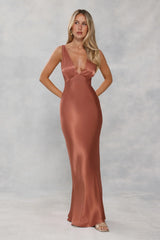 The Isabeau Satin Maxi Dress Bronze