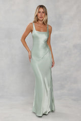 The Evelina Satin Maxi Dress Sage Green
