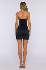 Sparkling Stars Strapless Embellished Mini Dress Black