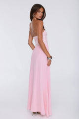 Shine Into Midnight Strapless Sequin Maxi Dress Pink